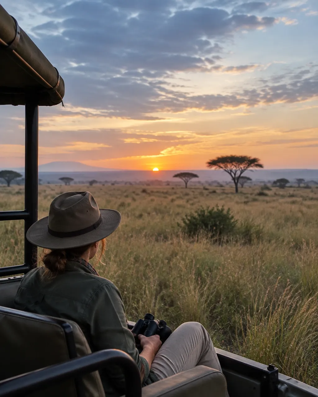 A wide African landscape in soft light, seen from a quiet safari setting